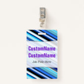 青い縞のさまざまな陰; パーソナライズな名前 バッジ (正面クリップ)