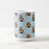 青い縞のパグ コーヒーマグカップ (中央)