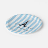 青い縞のパリエッフェル塔|のブライダルシャワー ペーパープレート (アングル)