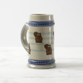 青い縞のビーバー ビールジョッキ (正面左)