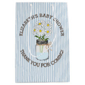 青い縞のメーソンジャーのベビーシャワーのセンターピース ミディアムペーパーバッグ (正面)