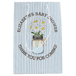 青い縞のメーソンジャーのベビーシャワーのセンターピース ミディアムペーパーバッグ
