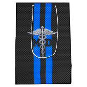 青い縞の医者MDのケリュケイオン ミディアムペーパーバッグ (裏面)