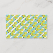 青い縞の名刺を持つかわいく黄色いアヒル 名刺 (裏面)