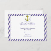 青い縞の応答カードの航海のないかり 出欠カード (正面/裏面)