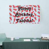 青い縞の赤いロブスターの動物パターン 横断幕 (トレードショー)