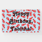 青い縞の赤いロブスターの動物パターン 横断幕 (横)