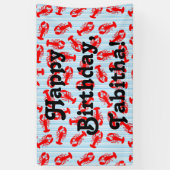 青い縞の赤いロブスターの動物パターン 横断幕 (縦)