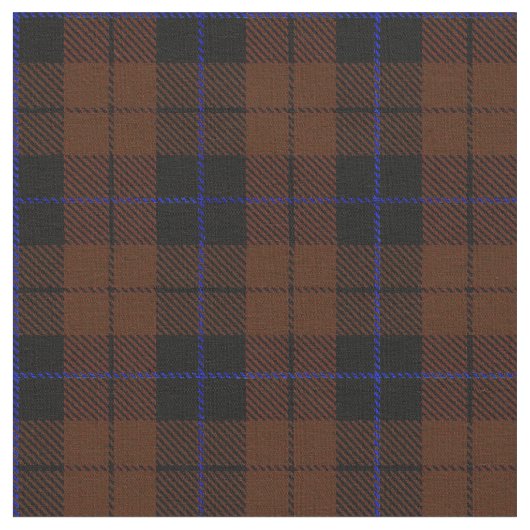 青い縞の黒のChocholateの焦茶の格子縞 ファブリック (クローズアップ)