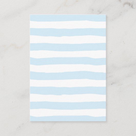 青い縞はベビー、ベビーシャワーのために予約します エンクロージャーカード (裏面)