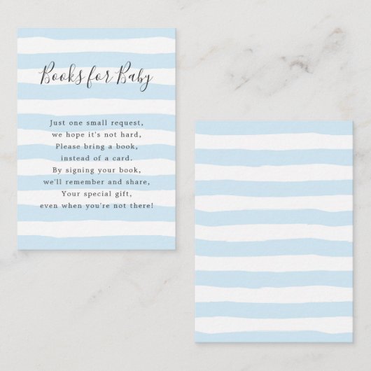 青い縞はベビー、ベビーシャワーのために予約します エンクロージャーカード (正面/裏面)