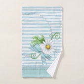 青い縞を持つデイジー バスタオルセット (ハンドタオル)