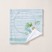 青い縞を持つデイジー バスタオルセット (ウォッシュタオル)