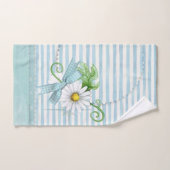青い縞を持つデイジー バスタオルセット (ハンドタオル)