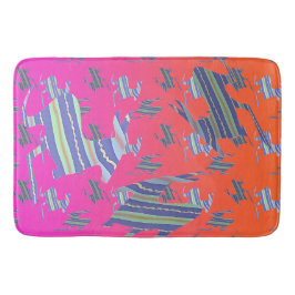 青い縞模様の虹色のカンガルー バスマット