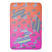 青い縞模様の虹色のカンガルー バスマット (正面縦)