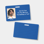 青い縞模様 もし私の笑顔がわからない場合 バッジ (正面＆裏面)