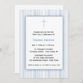 青い縞、最初聖餐 招待状 (正面/裏面)