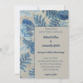 青い縫い目の花模様 招待状 (正面)