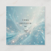 青い繊細な優しいグリッター背景 スクエア名刺 (正面)