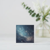 青い繊細な優しいグリッター背景 スクエア名刺 (スタンド正面)