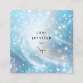 青い繊細な優しいグリッター背景 スクエア名刺 (正面)