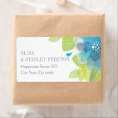 青い繊細な花フローラ春の結婚式 ラベル (インサイチュ)