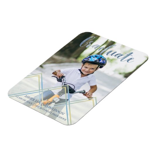 青い繊細な透明効果K卒業前 マグネット (左側)