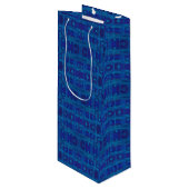 青い織り、抽象芸術幾何学模様、手書き ワインギフトバッグ (正面アングル)