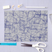 青い署名の書風 薄葉紙 (クラフト)