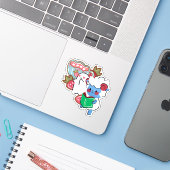 青い羊がストロベリーゴーストティーと一緒にゆったり読書中 シール (ノートパソコンとiPhone)
