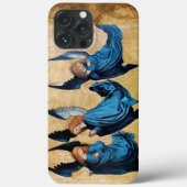 青い羊皮紙の三つのクリスマスエンジェル Case-Mate iPhoneケース (裏面)