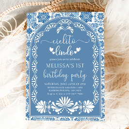 青い美しいメキシコの誕生日招待状 招待状