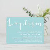 青い美しい書道バプテスマ招待状 招待状 (スタンド正面)