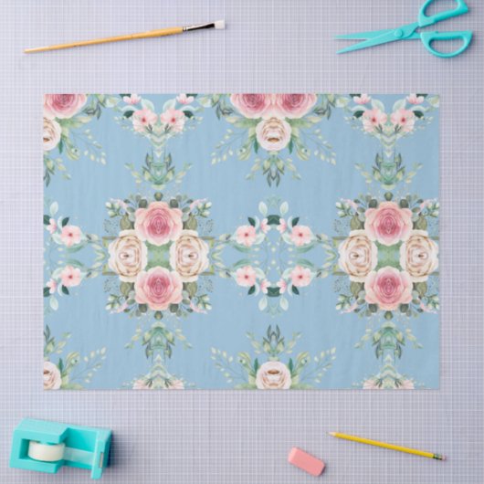 青い美しい花 薄葉紙 (クラフト)