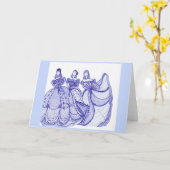 青い美女の青い中国の女性の挨拶状 カード (黄色い花)