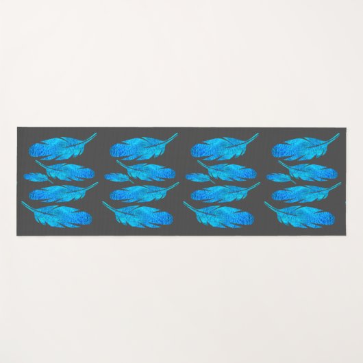 青い羽のエネルギ鮮やかーな芸術 ヨガマット (正面(横))