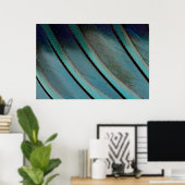 青い羽のパターン ポスター (ホームオフィス)