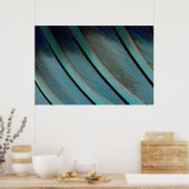 青い羽のパターン ポスター (キッチン)