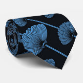 青い羽のフローラファンのパターンタイ ネクタイ (ロール)