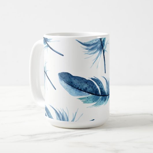 青い羽のマグ コーヒーマグカップ (正面左)