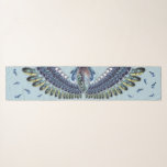 青い羽の鳥の羽カラフル先 スカーフ<br><div class="desc">この長与えい形のスカーフでは、明るい青の背景に対して豊かな青の色合いの鳥の羽のイラストを特徴鮮やかとする翼を自分で持つ。</div>