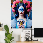 青い羽毛のドレスを持つプリンセス ポスター (ホームオフィス)