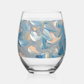 青い羽 ステムなしワイングラス (右)