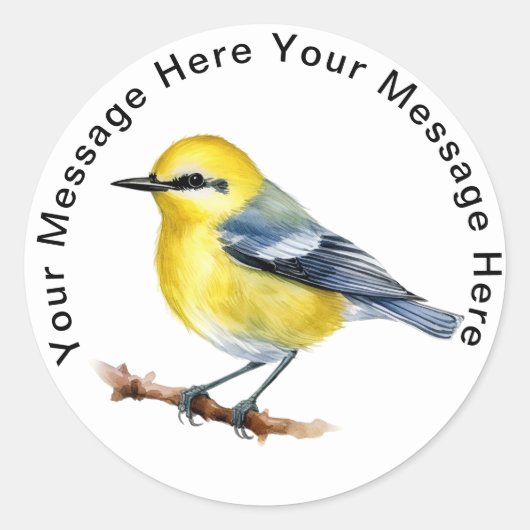 青い翼のウグイス ラウンドシール (正面)