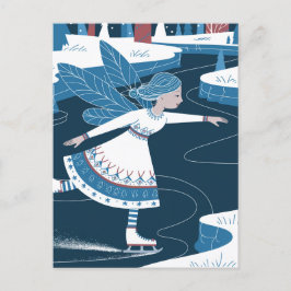 青い翼を持つ可愛らしいアイコンの妖精 ポストカード