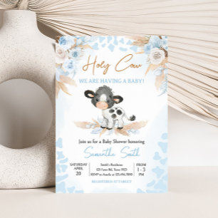 青い聖い牛の赤ちゃんシャワー 招待状