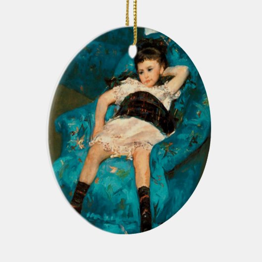 青い肘掛け椅子のメリーCassatt |小さな女の子 セラミックオーナメント (右)