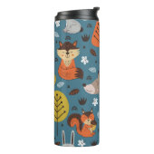 青い背中に森林動物とシームレスな模様 タンブラー (回転左)