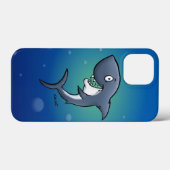 青い背景おもしろいに微笑むサメ Case-Mate iPhoneケース (裏面 (横))